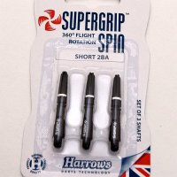 Harrows Dartshaft Supergrip Spin Short Black-Silver