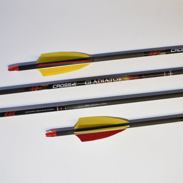 Cross-X, 6 Pfeile - Gladiator - 600 mit Naturfedern ( Insert liegt nur bei, ohne Spitze )