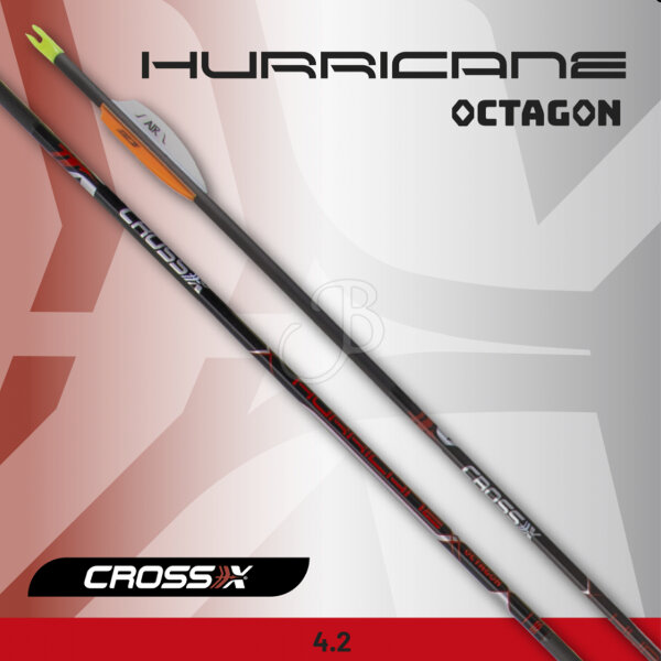 Cross-X, 6 Pfeile - Hurricane Octagon mit Plastikvanes ohne Spitze - 1000