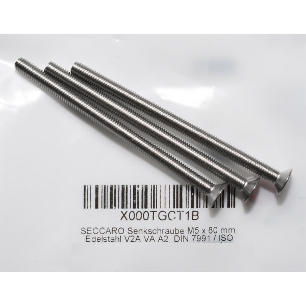 Stulpschraube für Schließzylinder aus Edelstahl M5x80mm Inbus 3mm