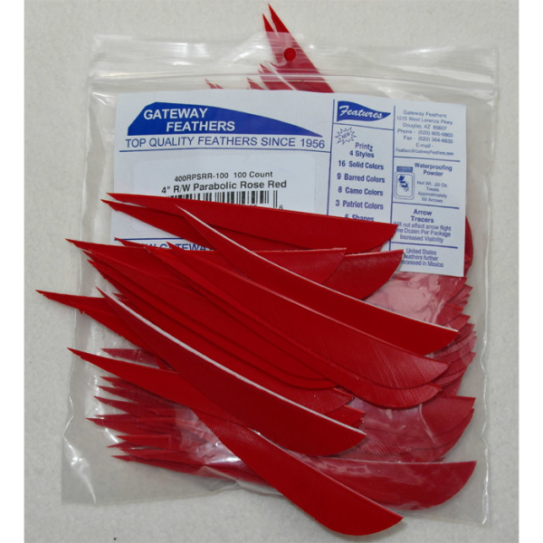 Gateway Naturfedern Solid Color  4 Zoll RW parabolic - Red